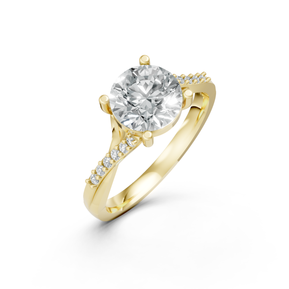 Lab Grown Diamond Round Twist Shoulder Set Ring