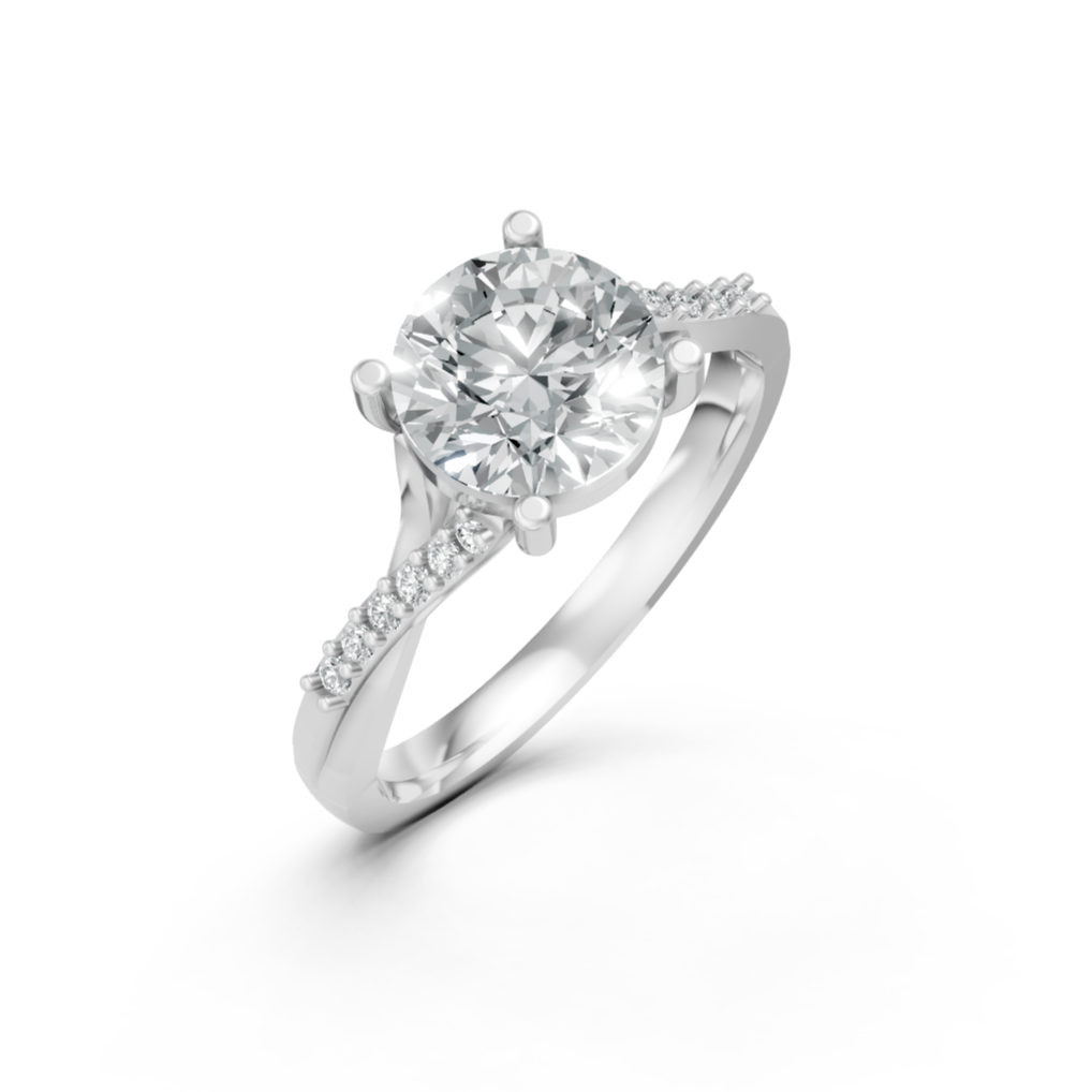 Lab Grown Diamond Round Twist Shoulder Set Ring