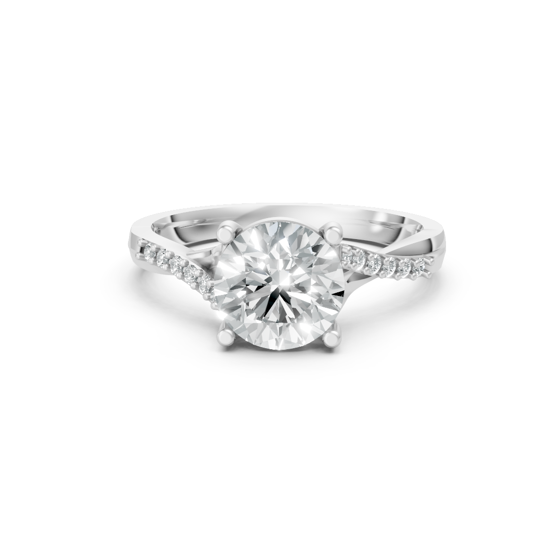Lab Grown Diamond Round Twist Shoulder Set Ring