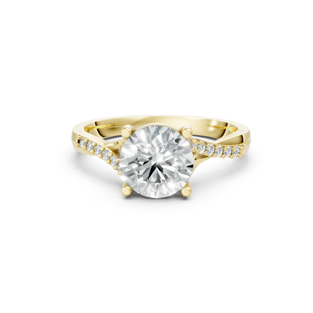Lab Grown Diamond Round Twist Shoulder Set Ring