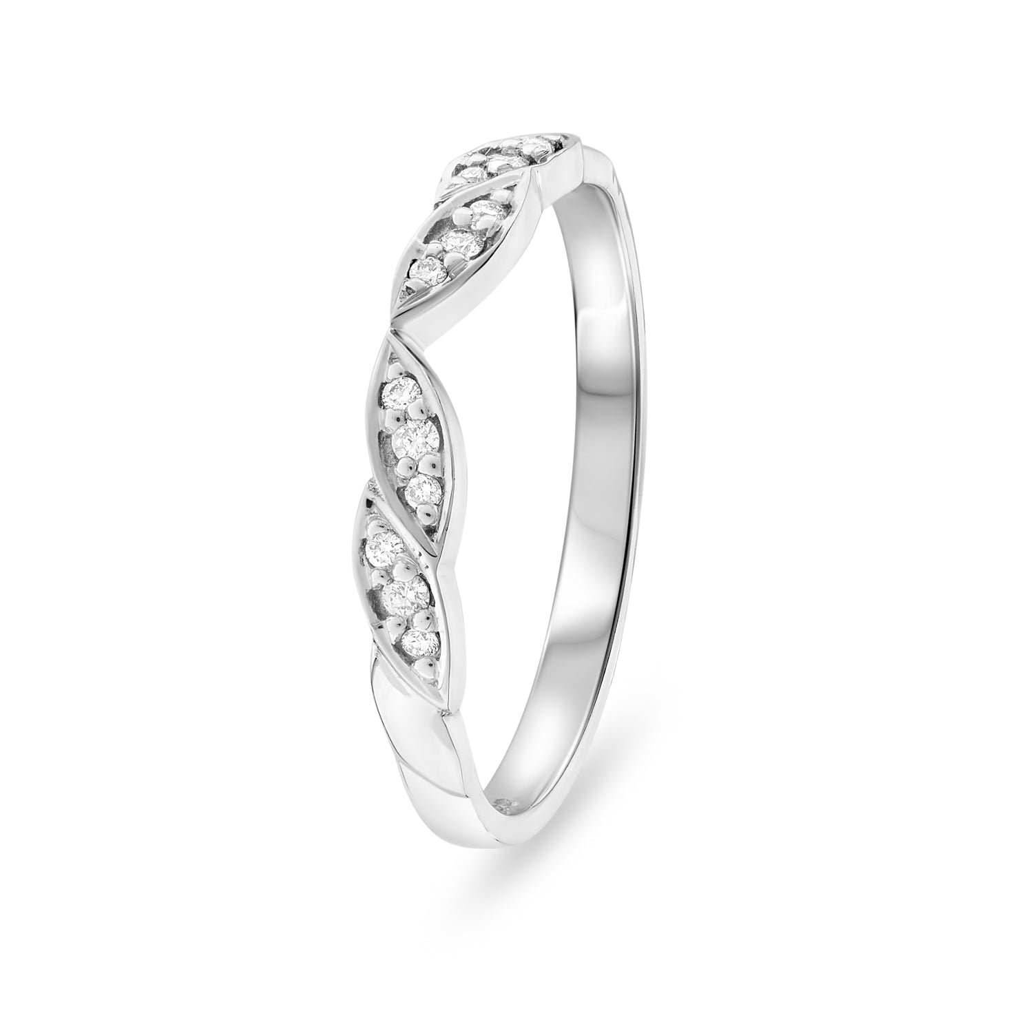 Diamond Set Shaped Wedding Ring. 0.08ct