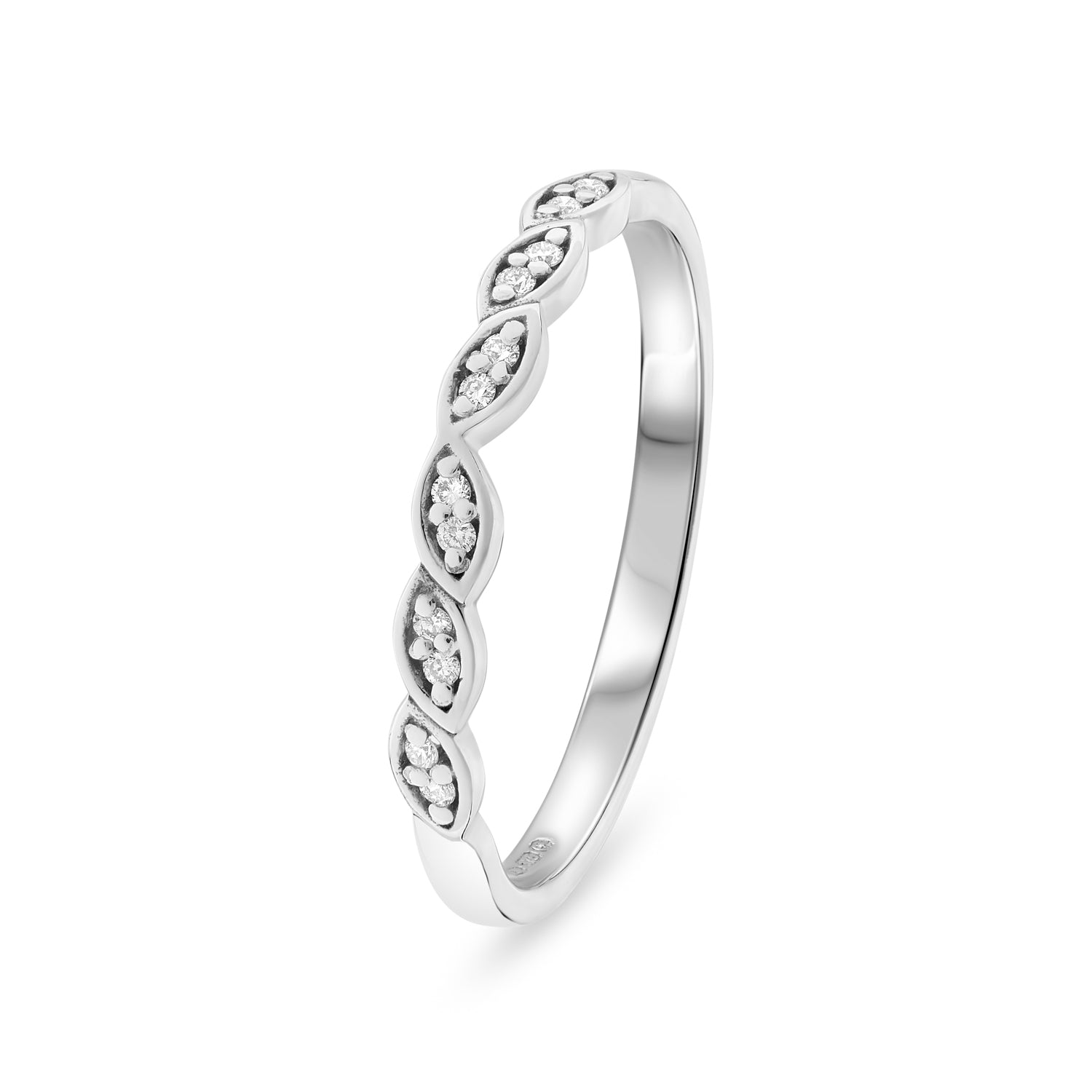 Diamond Navette Shaped Setting Wedding Ring. 0.06ct