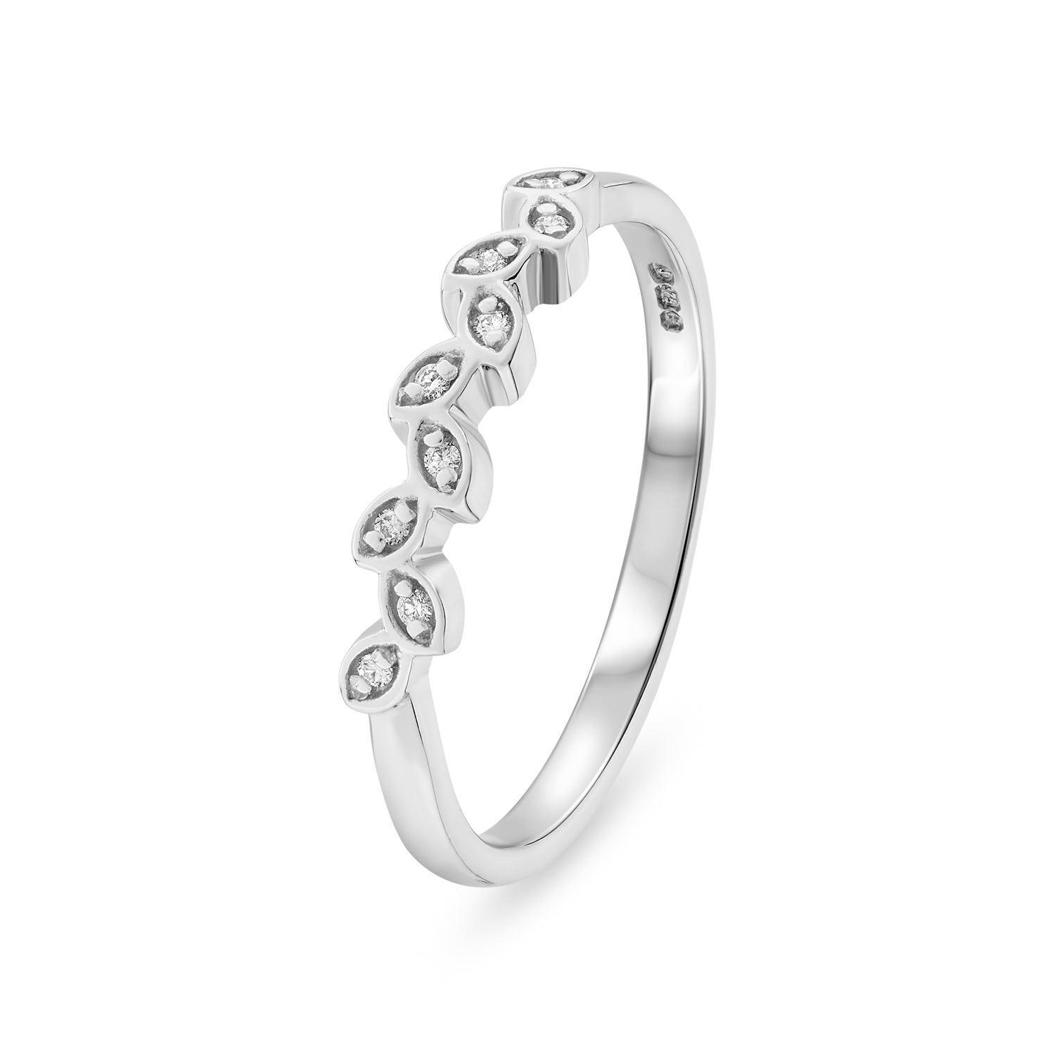Diamond Navette Shaped Setting Wedding Ring. 0.04ct