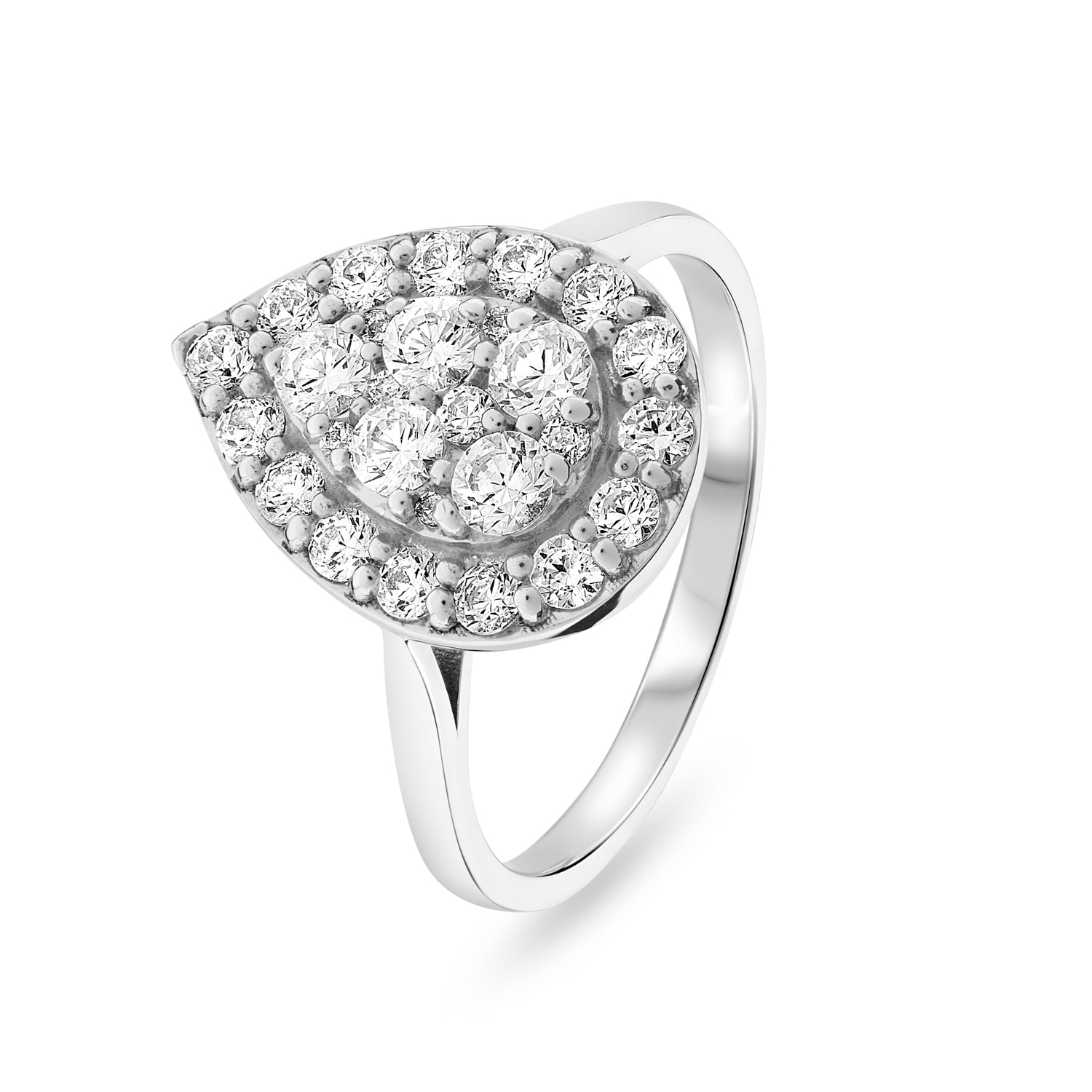 Diamond Pear Shaped Cluster Ring. 1.00ct