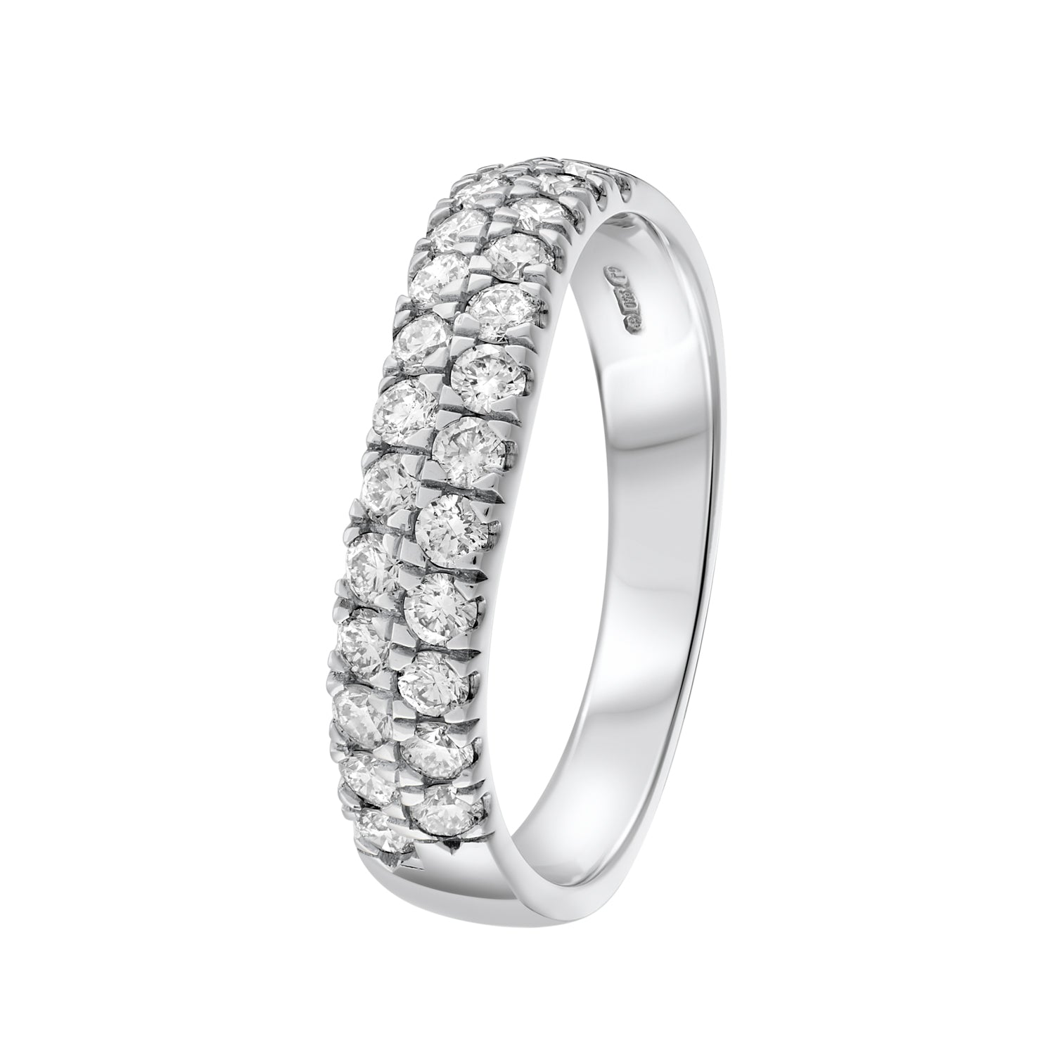 Curved Diamond Ring With Double Row of Diamonds. 0.87ct