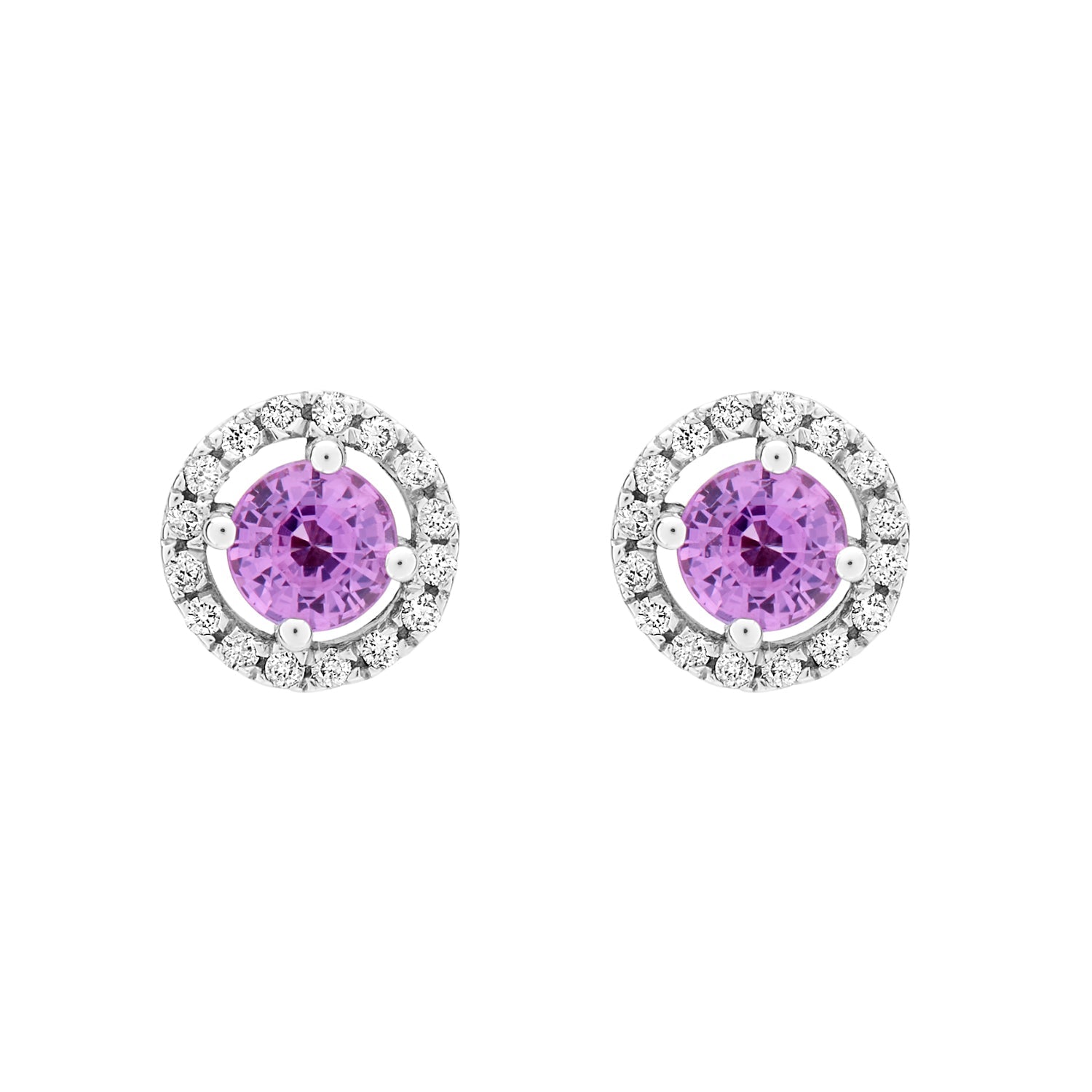 Diamond and Gemstone Halo Earrings. 0.18ct