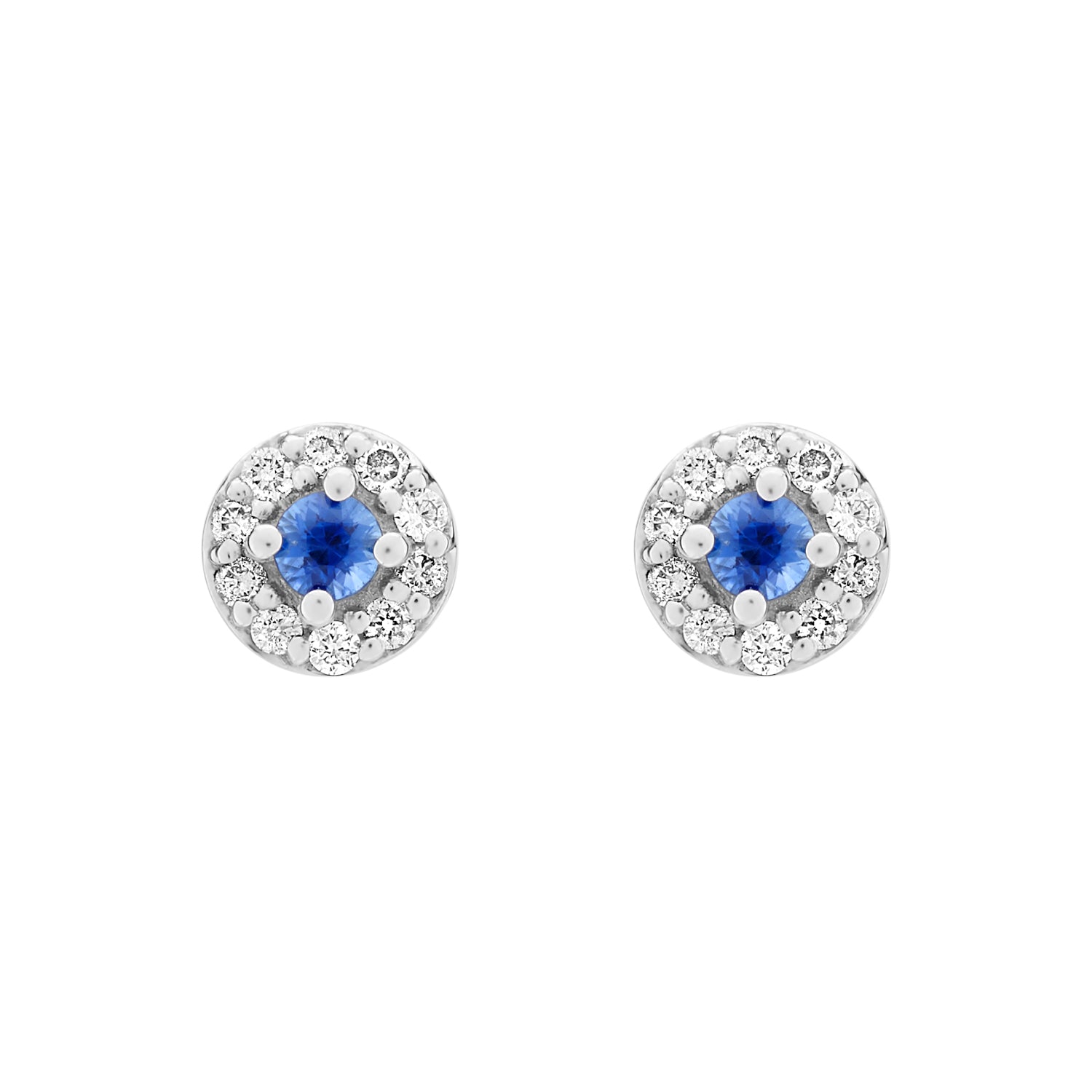 Diamond and Sapphire Halo Earrings. 0.14ct