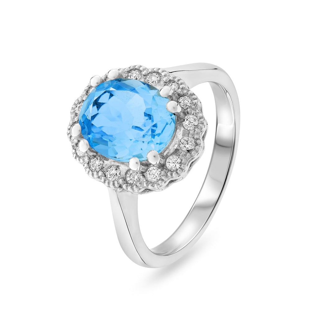Diamond and Blue Topaz Cluster. 0.22ct