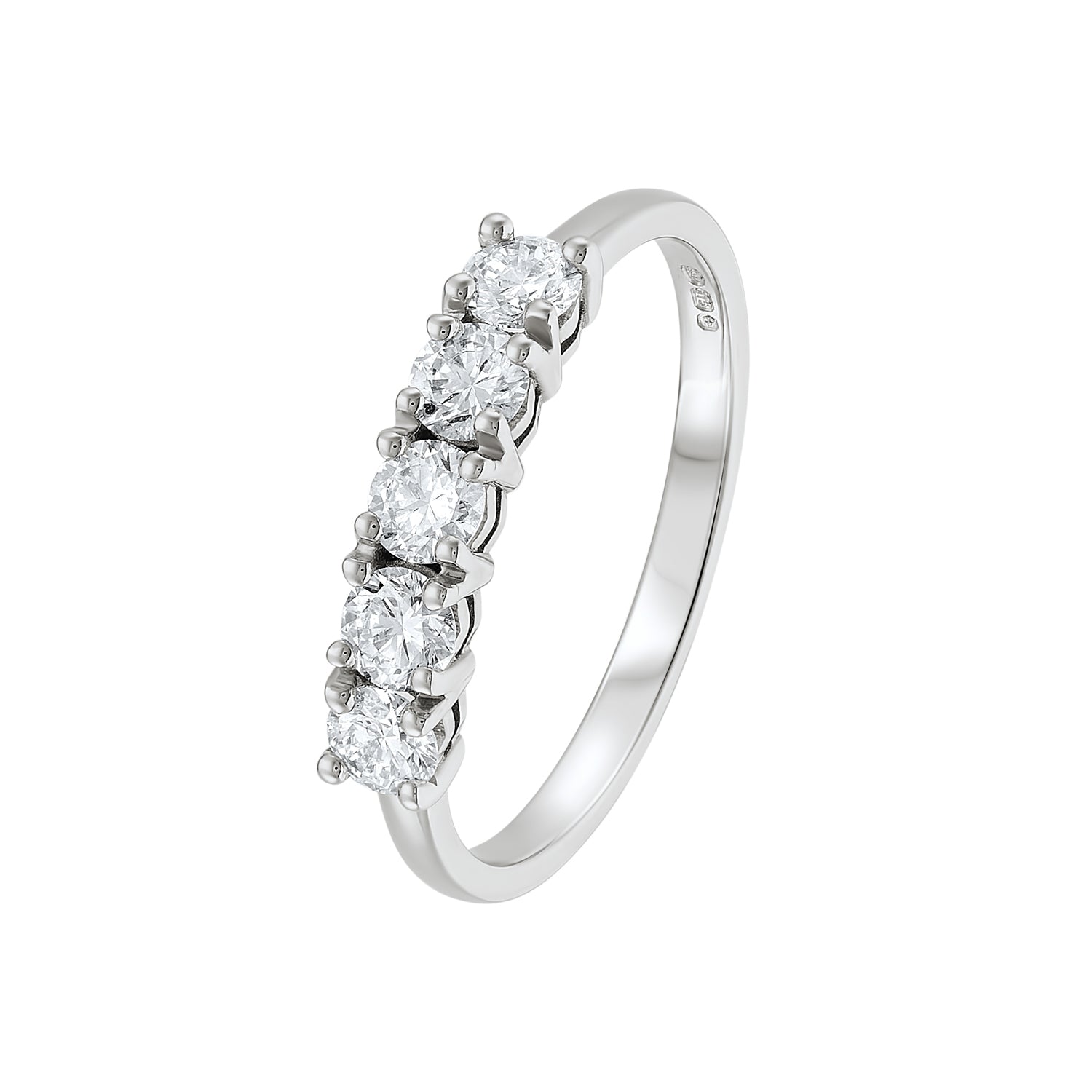 Lab Grown Five Stone Claw Set Eternity Ring 0.75CT