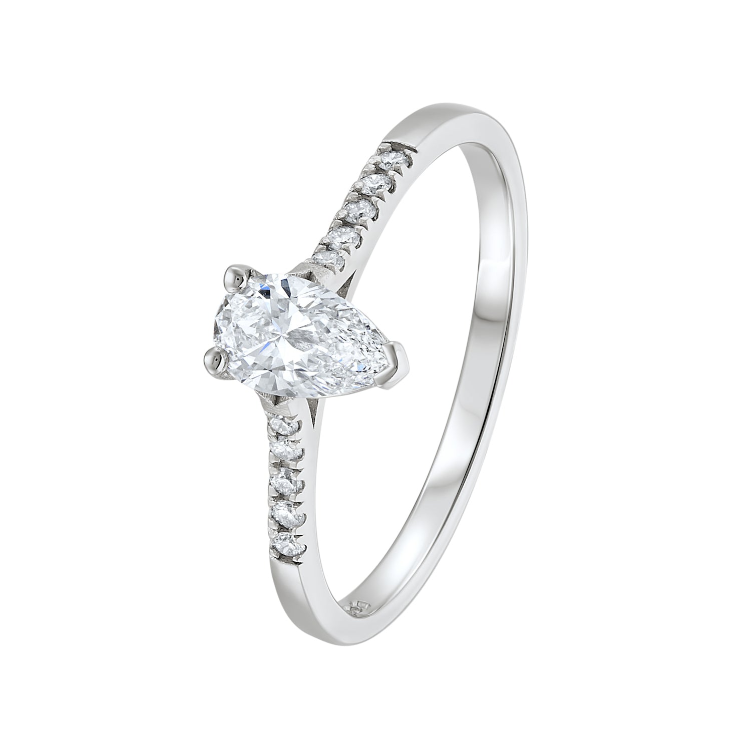 Lab Grown Diamond Pear Solitaire with Set Shoulders c. 0.59ct